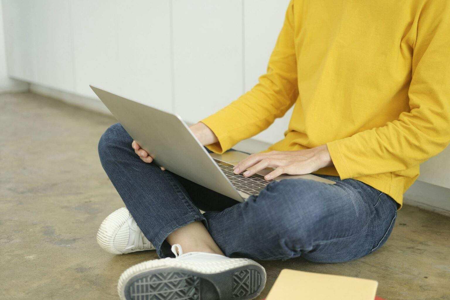 Closeup hand coding programing computer software.