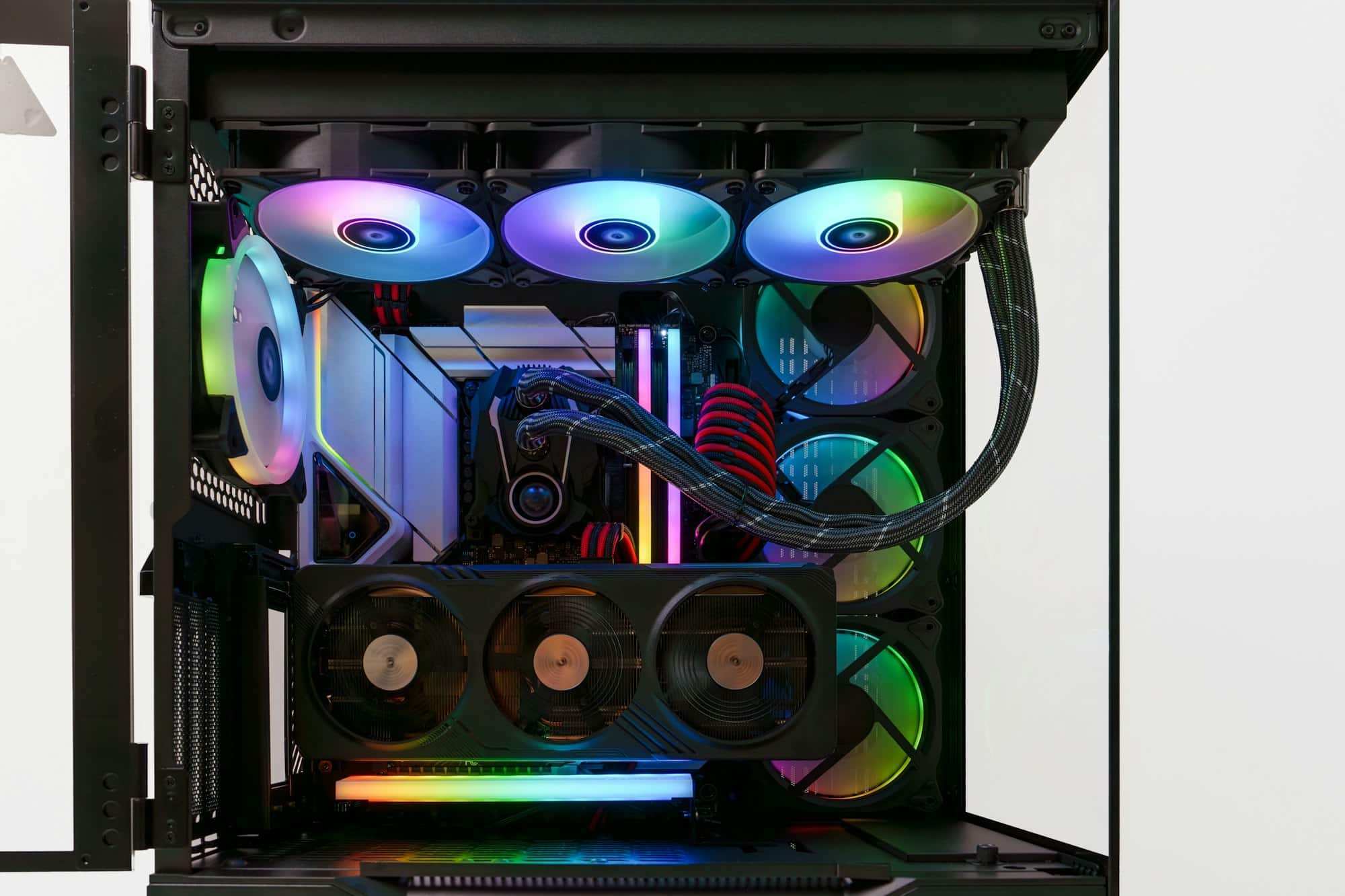 Showcase of a Custom Gaming Computer Build with Rainbow LED Lighting