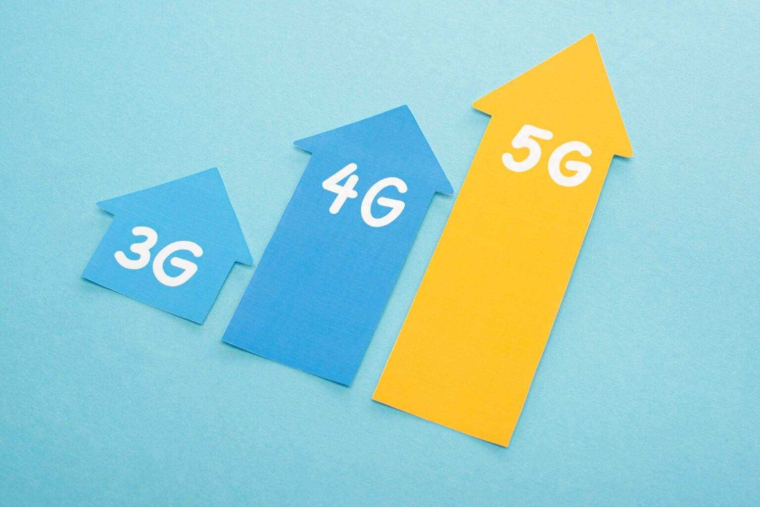 3g, 4g and 5g arrows on blue background