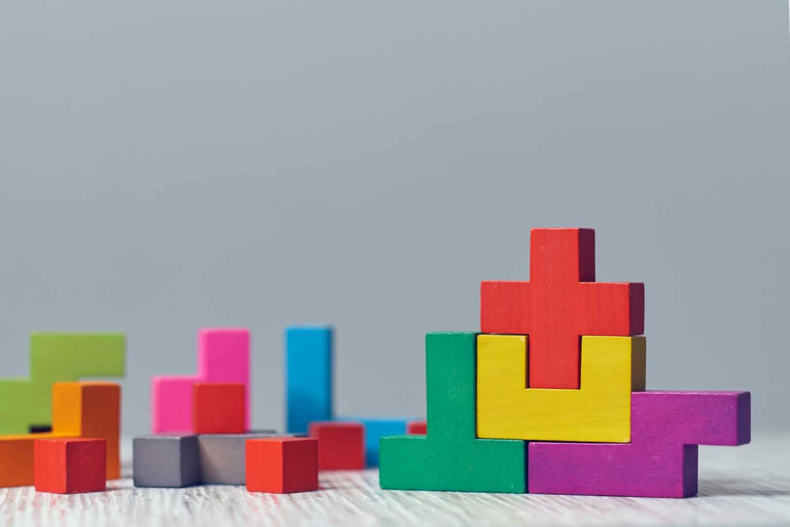 wooden block puzzle. wood cube stacking.