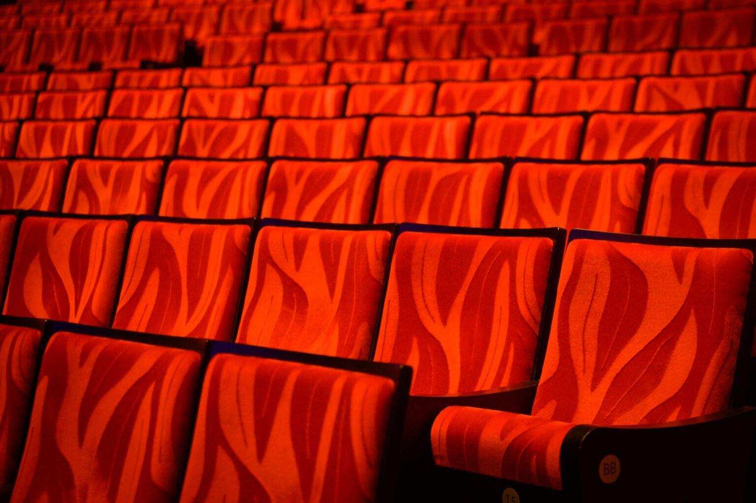 background of red cinema sofa with nobody