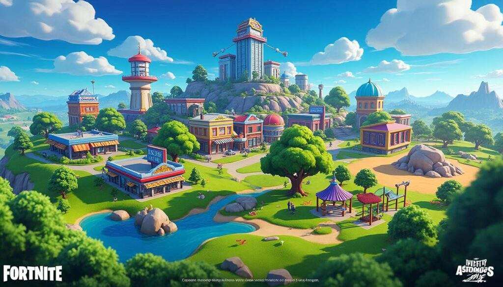 explorez la carte originale de fortnite (chapitre 1 saison 1) et découvrez les meilleurs lieux d'intérêt où atterrir pour bien débuter votre partie et trouver un maximum de butins.